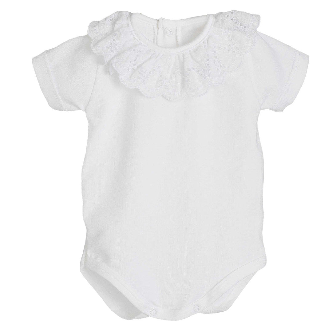 Romper met broderie kraag en korte mouwen