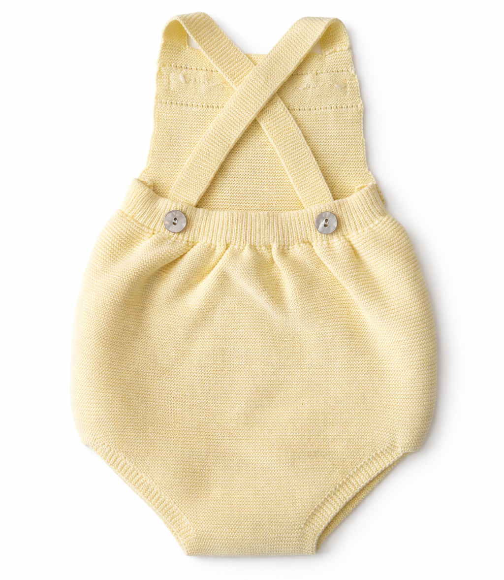 Achterkant van gebreide romper van Martin Aranda in butter yellow 