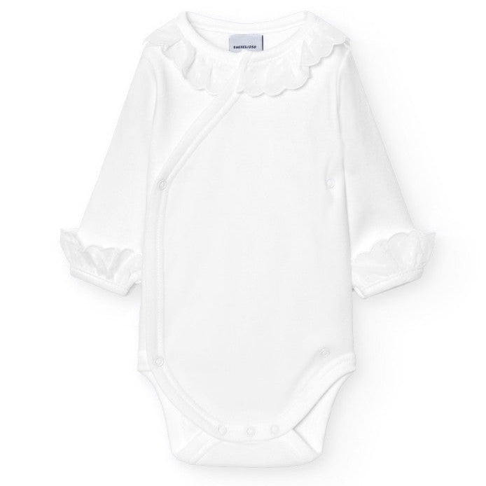 overslag romper met popeline manchetten en kraagje in het wit van Babidu 