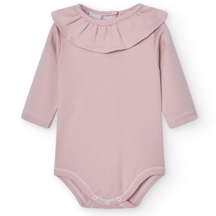 romper met lange mouwen en brede kraag in oudroze van babidu 