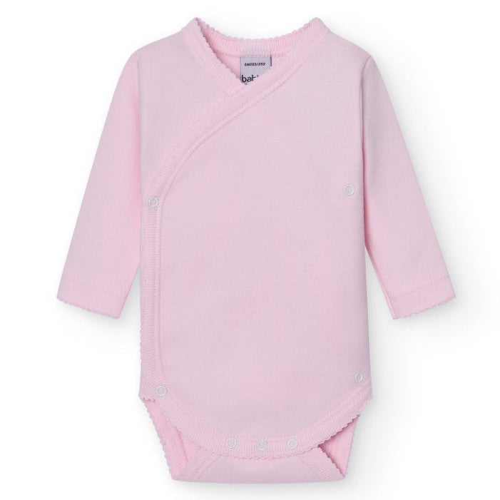 Romper overslag met lange mouwen in lichtroze van babidu