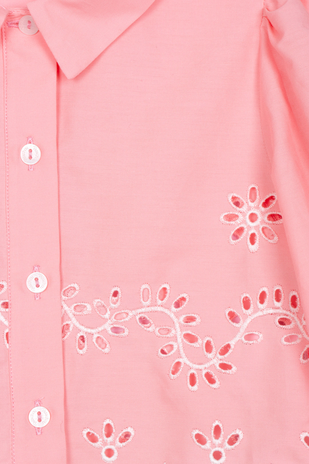 Patachou meisjes blouse koraalroze van glanzend katoen