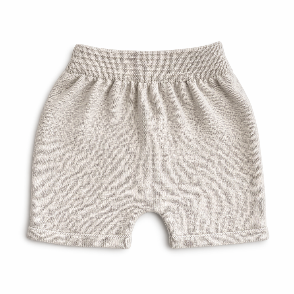 gebreide katoenen short voor jongens in beige van Martin Aranda 