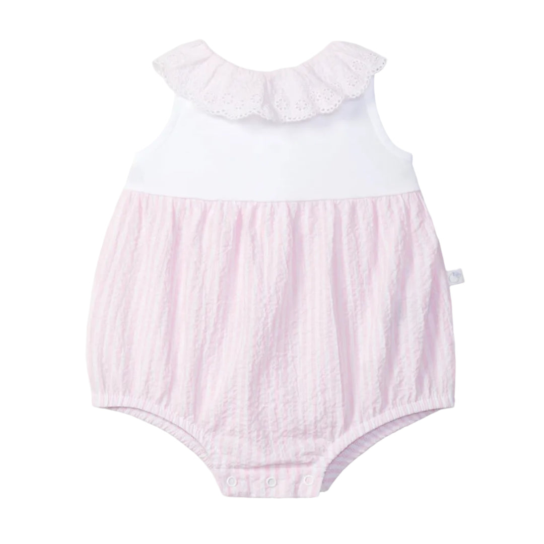 Luxe rompertje in seersucker print van Laranjinha 