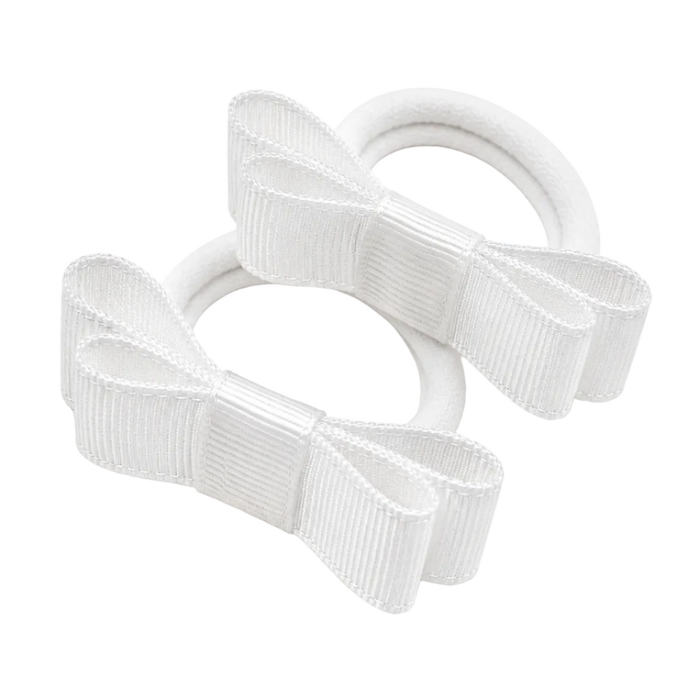witte haarelastiekjes met grosgrain strik van siena