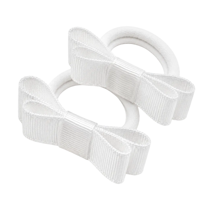 witte haarelastiekjes met grosgrain strik van siena