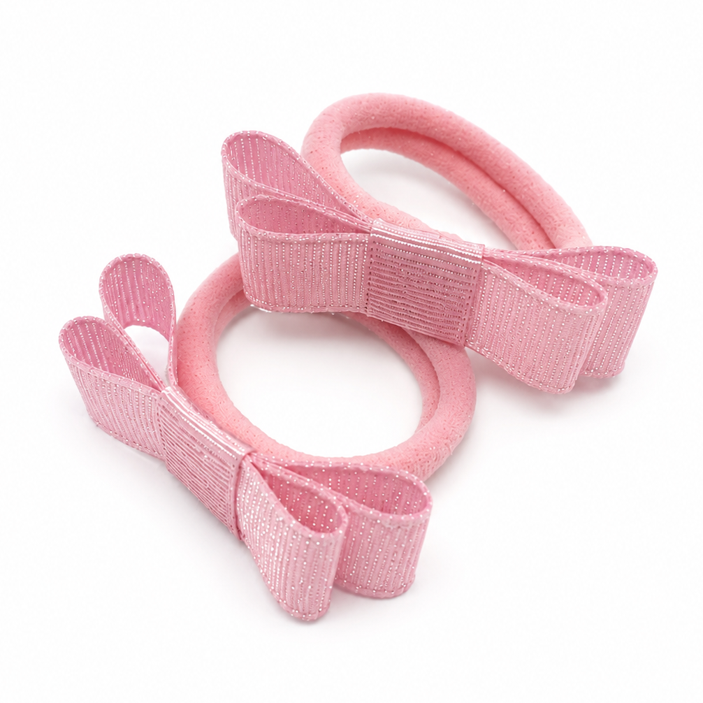 lichtroze haarstrikjes met grosgrain strik 