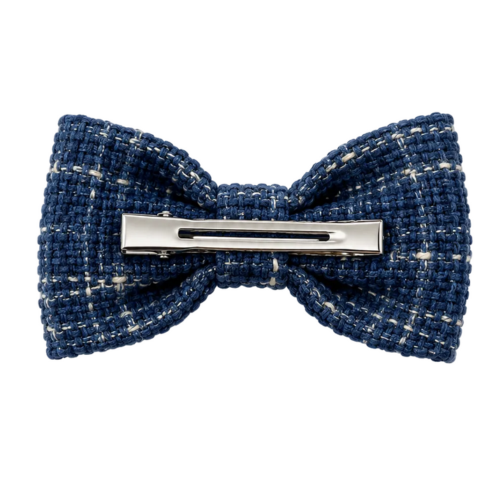 haarclip in tweed stof donkerblauw 