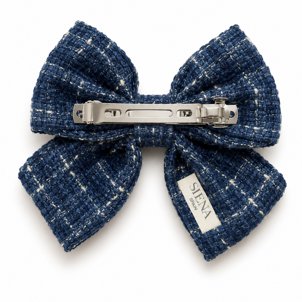 achterkant van haarclip in tweed stof 