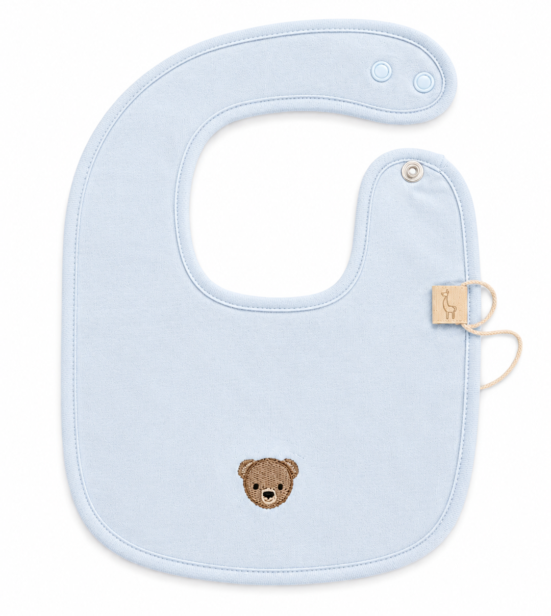 Baby Gi blauwe slabber met geborduurd teddy beertje