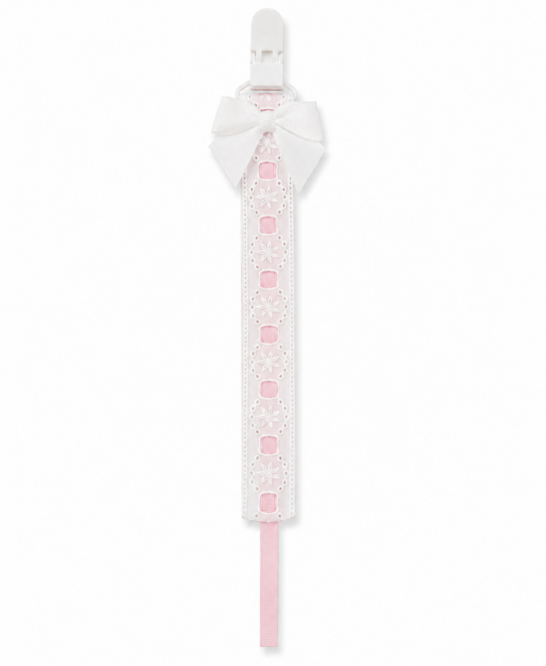 Speenkoord met strik en broderie details 