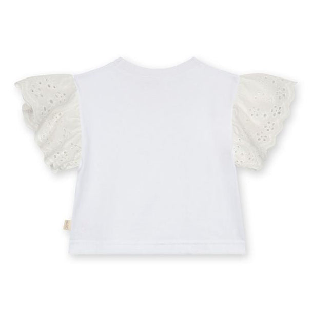 achterkant van T-shirt met broderie mouwen van het merk Baby Gi in wit 