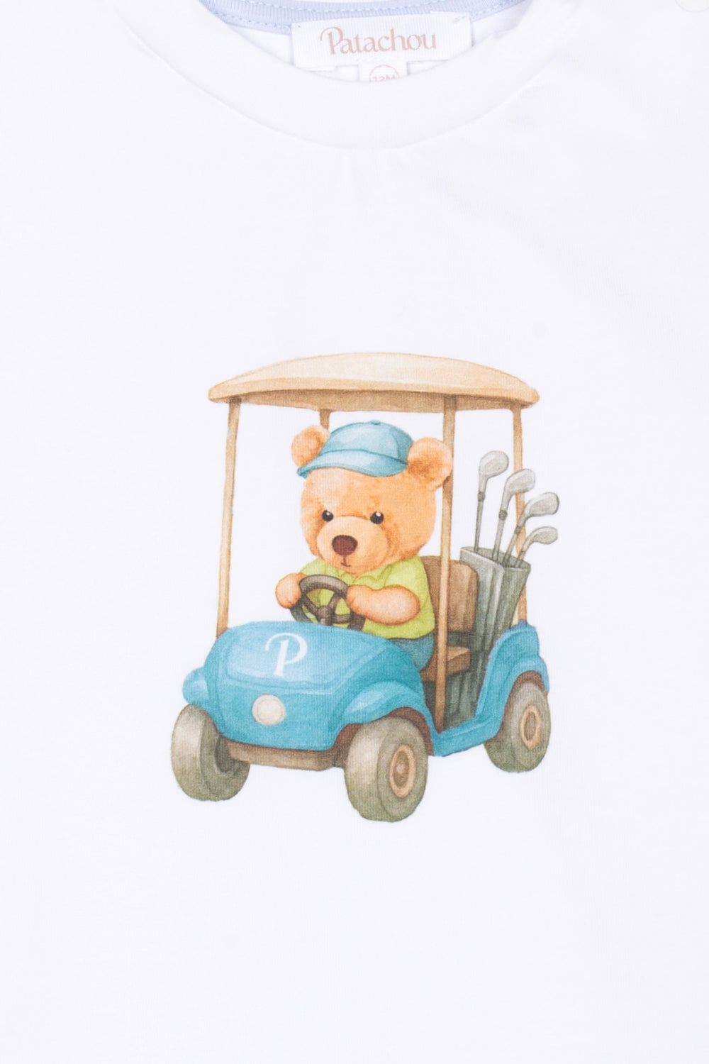 Detail van T-shirt met teddy in golfkar van Patachou