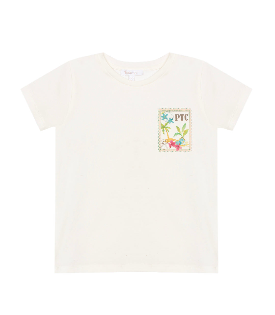 Offwhite zomers T-shirt ban Patachou met subtiele zomerse print, perfect te combineren met het bijpassende zwembroekje 