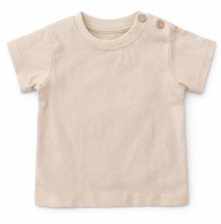 beige baby t-shirt korte mouw Dr. Kid schouderknoopjes