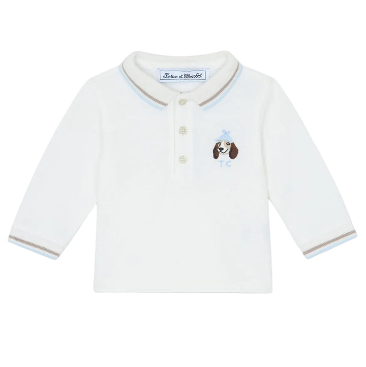 polo met lange mouwen en geborduurde dandy hond van tartine et chocolat