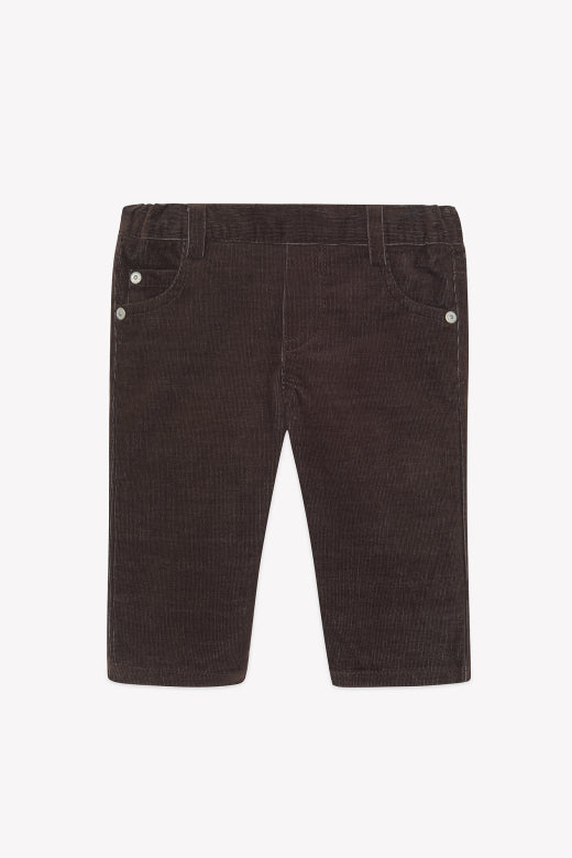 Rib katoenen pantalon met zakjes in chocolade bruin van Tartine et chocolat 