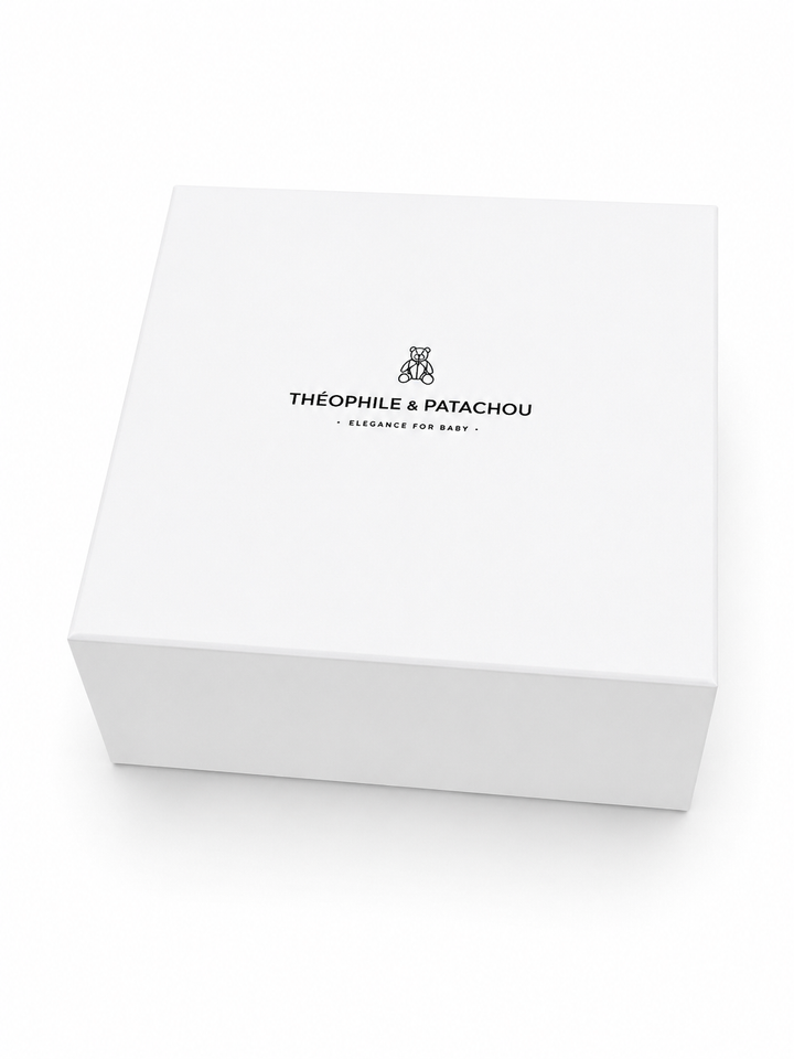 Théophile & Patachou Garden Party geschenkdoos blauw  en roze met 3 hydrofiele doeken
