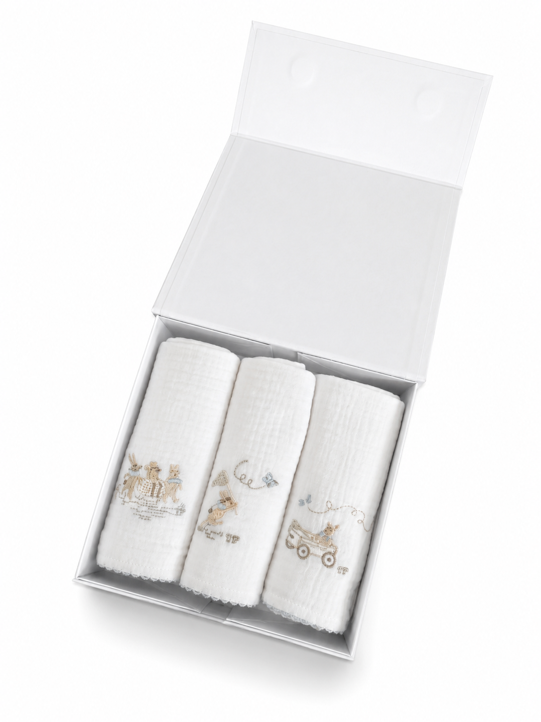 Théophile & Patachou Garden Party geschenkdoos blauw met 3 hydrofiele doeken