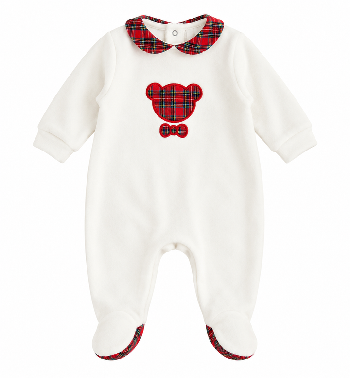 tartan babypakje met teddybeer te personaliseren met initiaal 