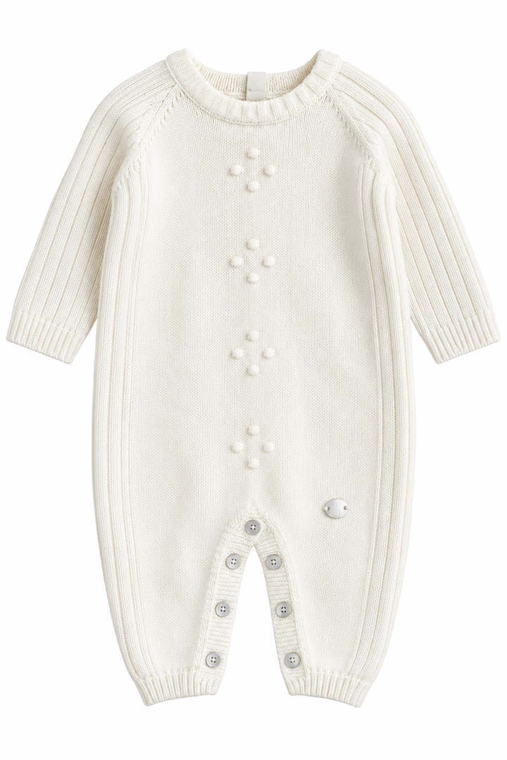 offwhite unisex babypakje in fijn breisel met knoopjes unisex voor Martin aramda 