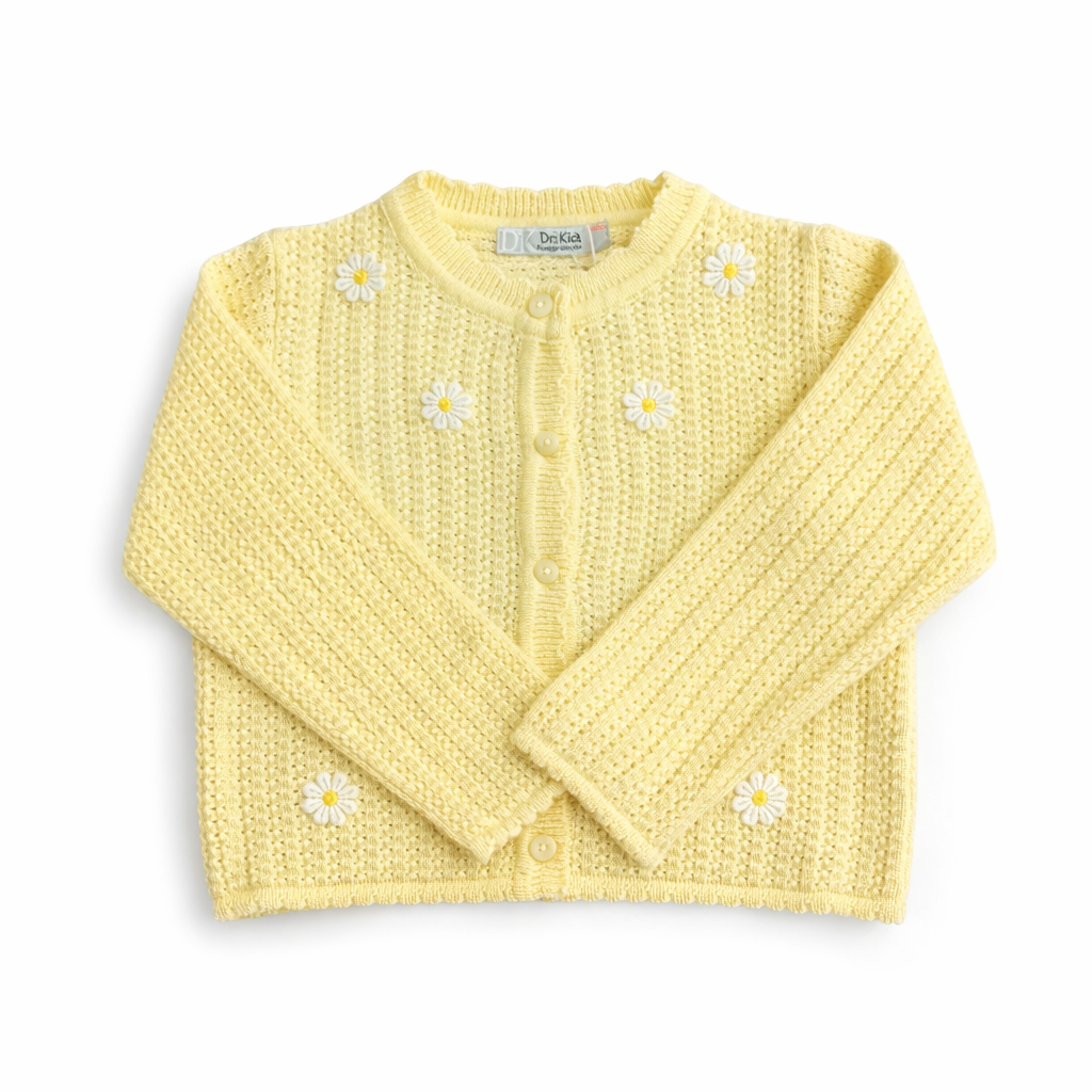 Botergeel vestje met madeliefjes van het merk Dr. Kid