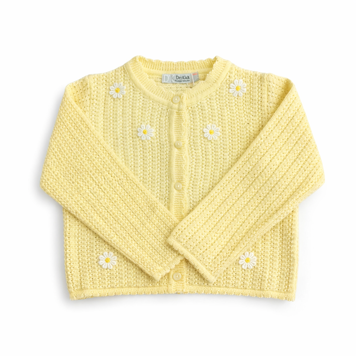 Botergeel vestje met madeliefjes van het merk Dr. Kid