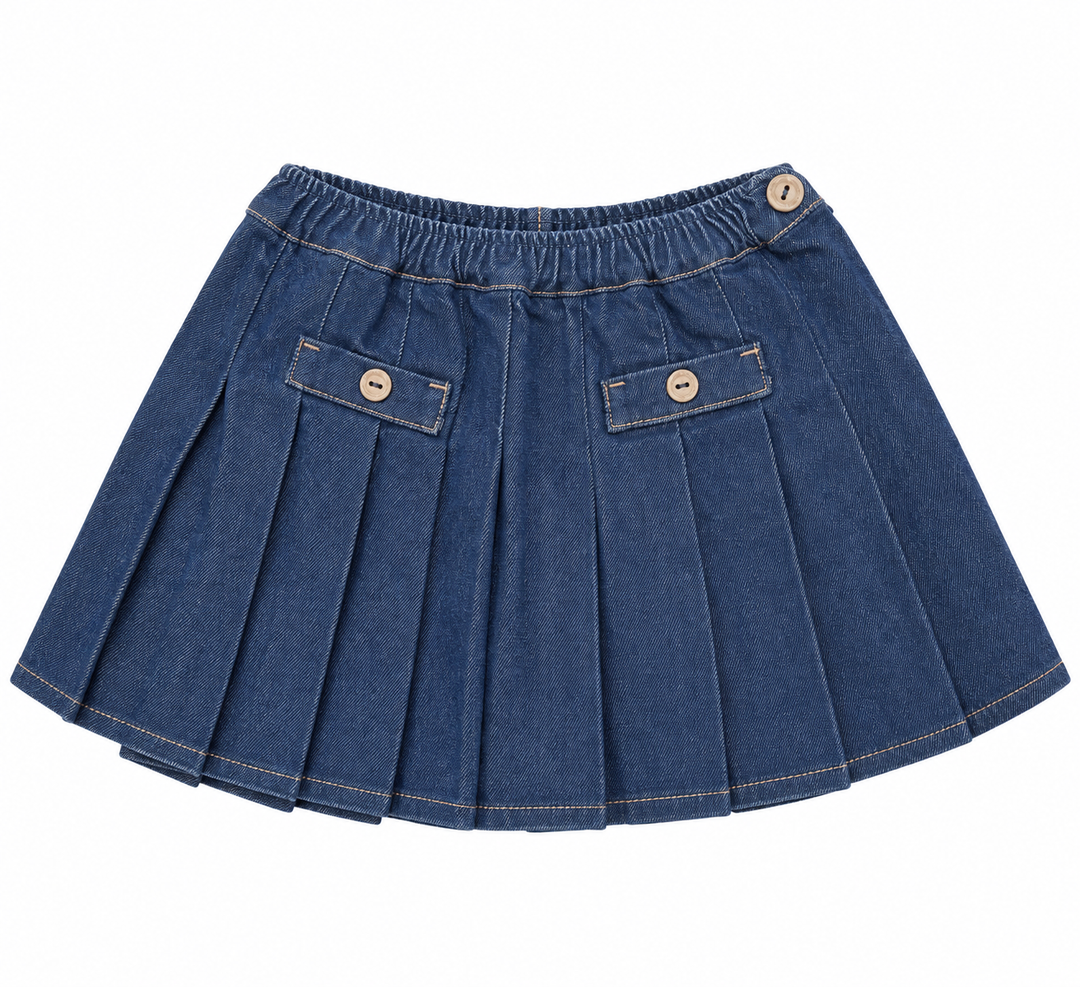 wedoble jeans plooirokje met elastische tailleband