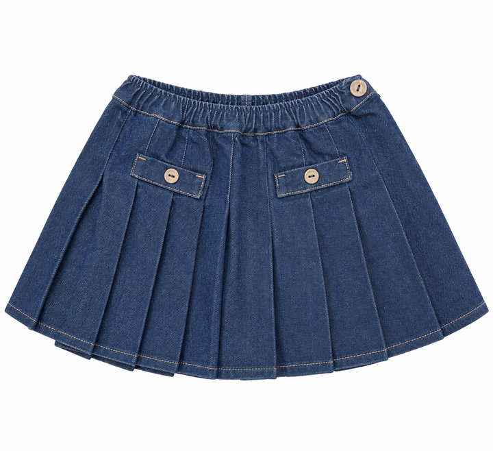 wedoble jeans plooirokje met elastische tailleband