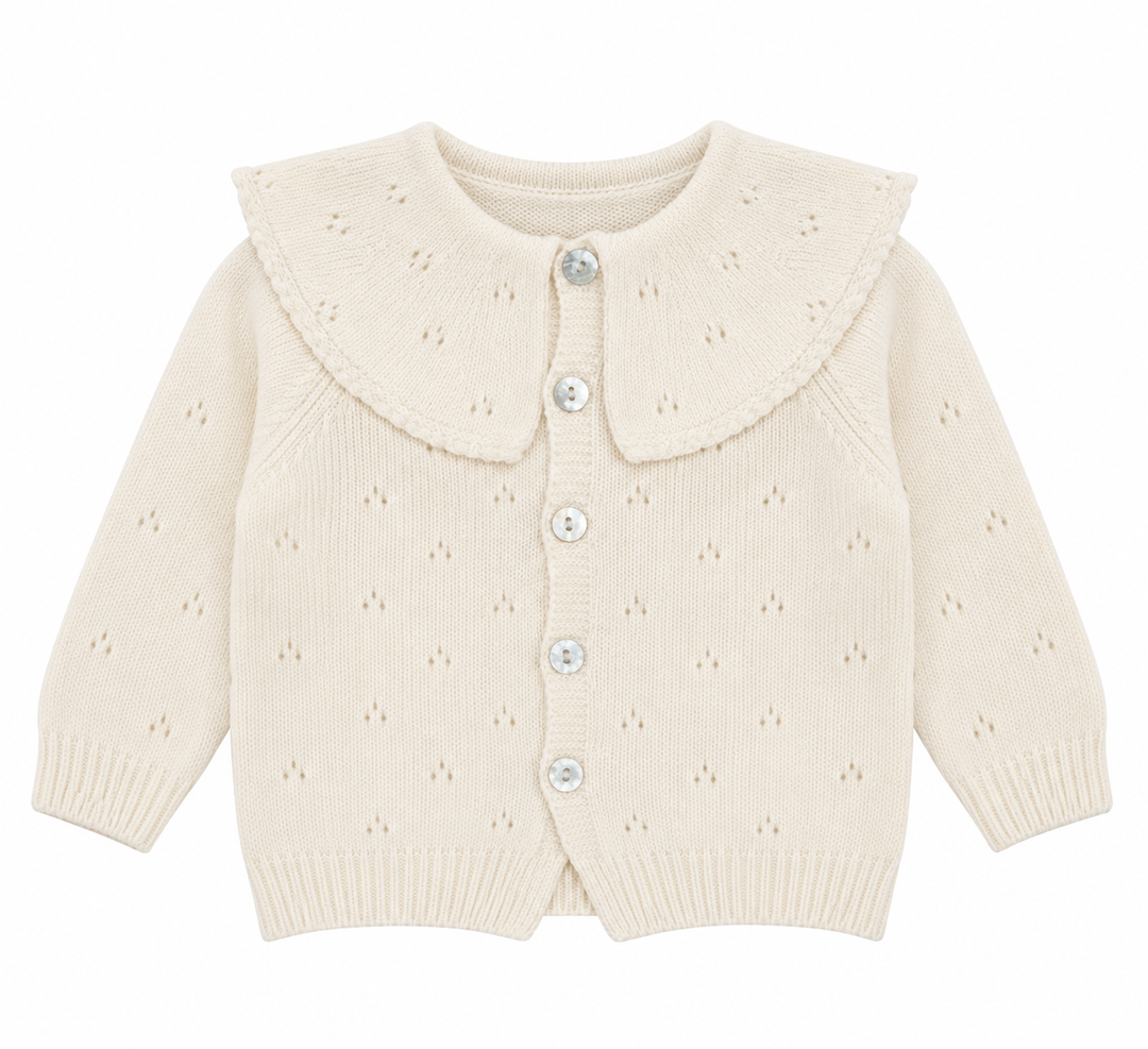 wol gebreid vestje in merino wol met grote luxe kraag van wedoble