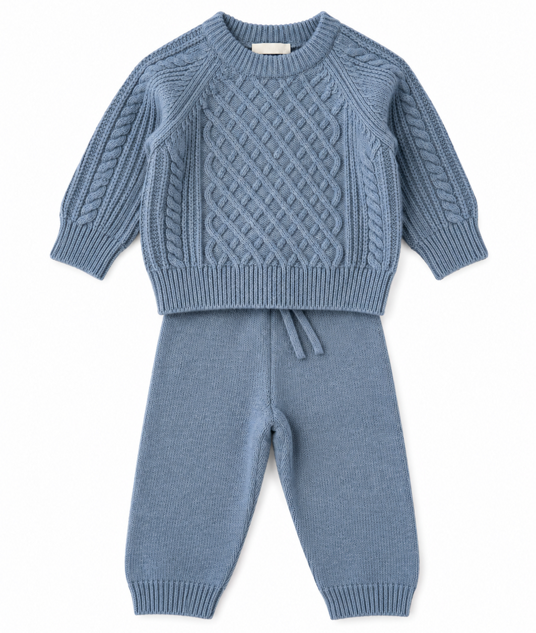 denim blue merino wollen set van redouble 