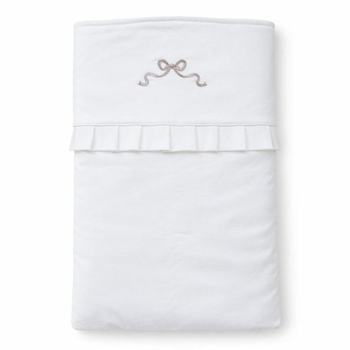 Glanskatoenen wiegdeken met rosé gouden strik