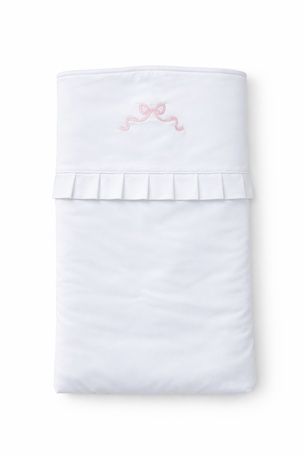 gevulde wiegdeken met strik in lichtroze voor in de kinderwagen co-sleeper of wiegje