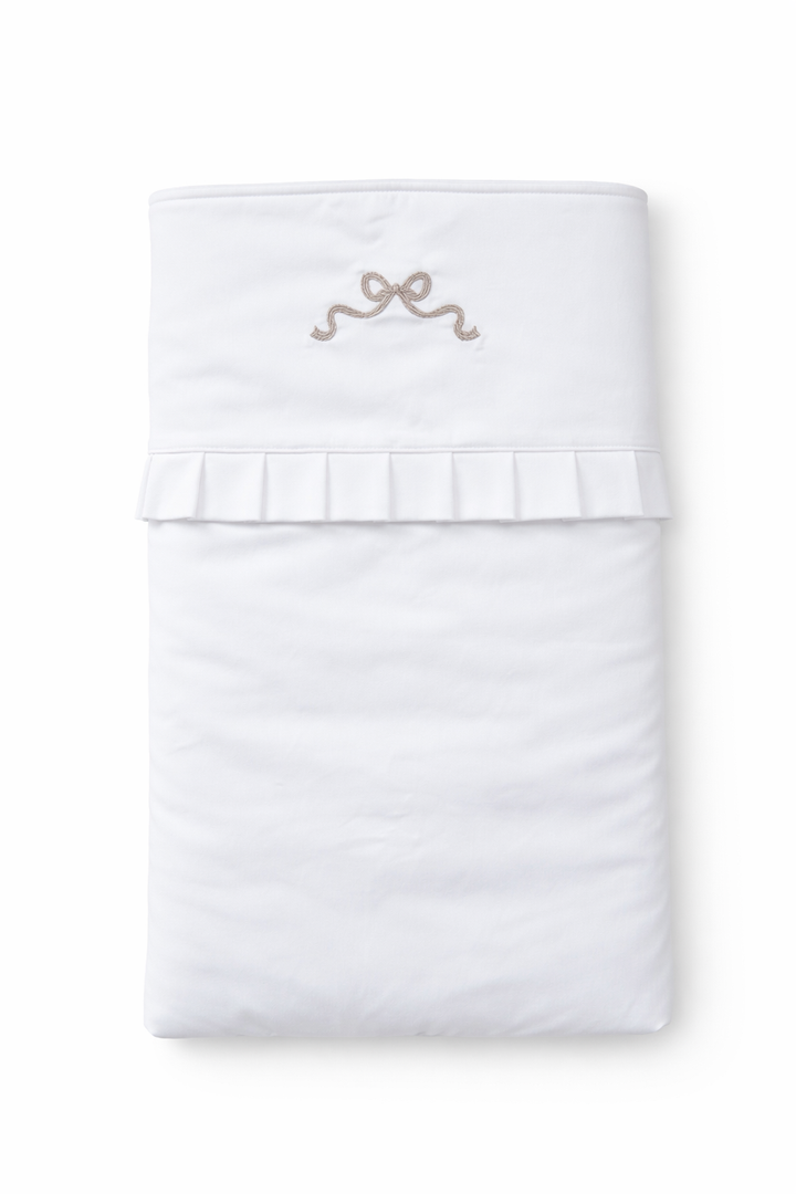 wiegdeken met taupe kleurige strik 