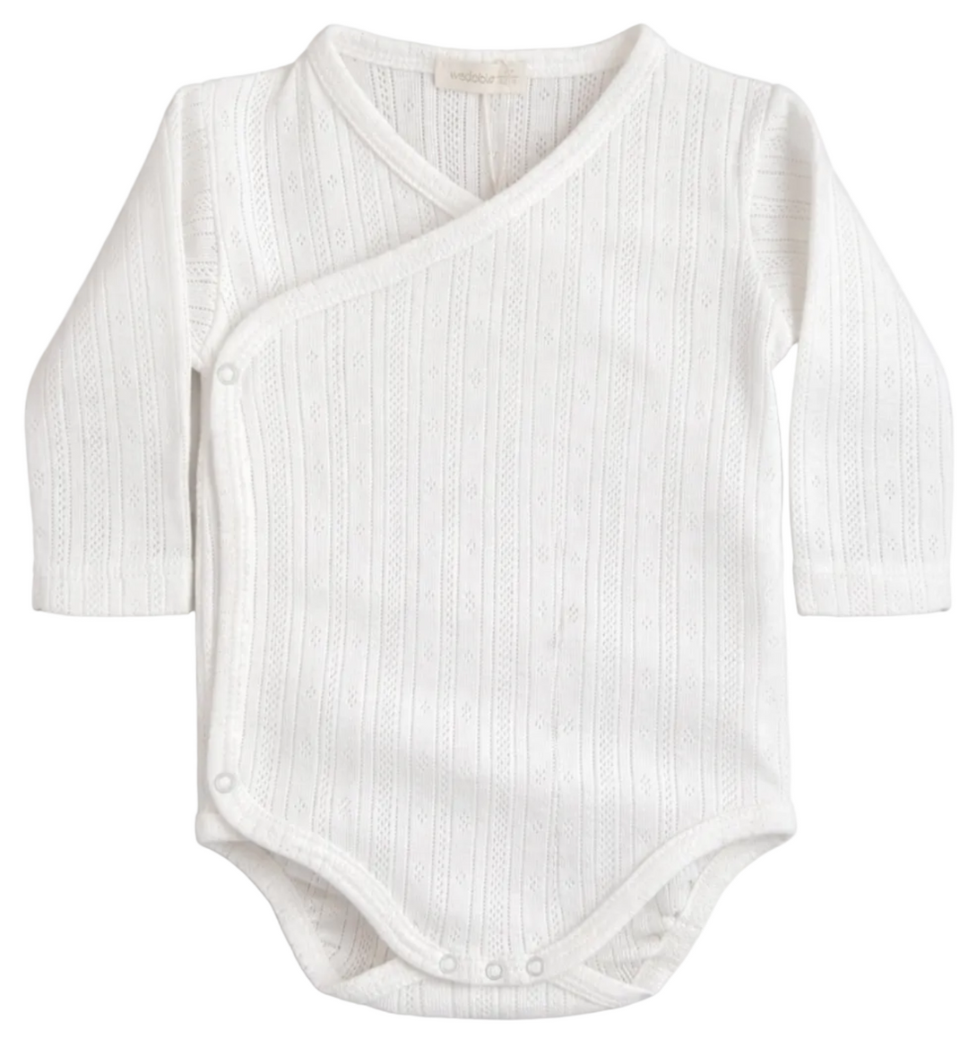 Wedoble overslag romper newborn wit