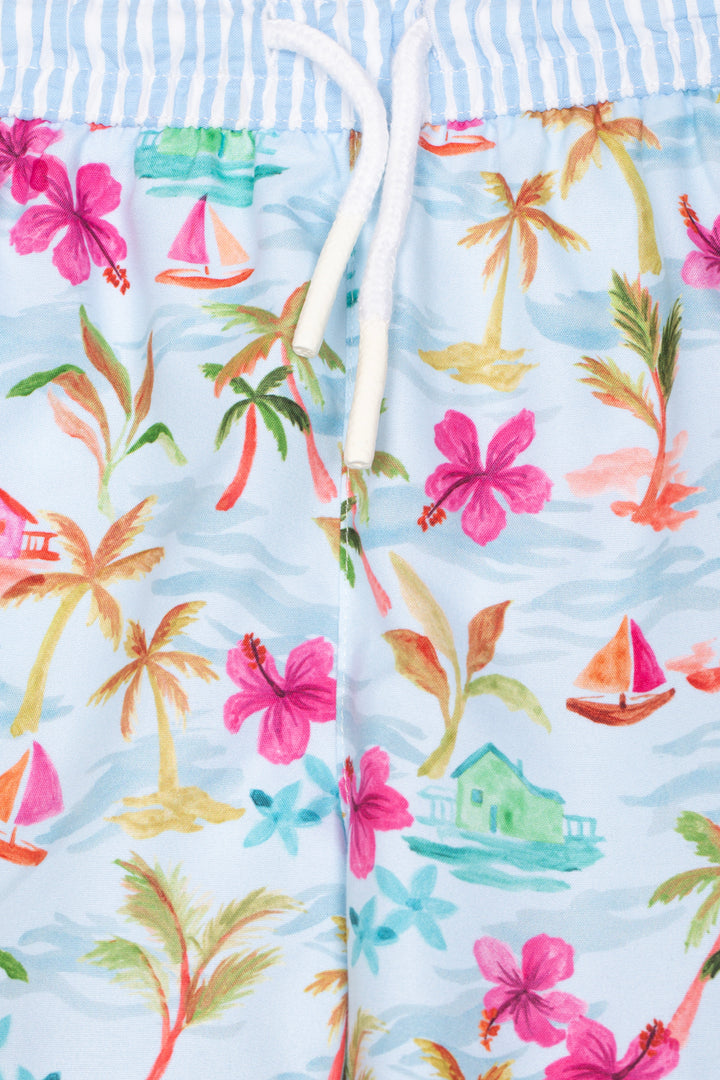 zwembroekje voor jongens met zomerse print van palmomen en bloemen van Patachou