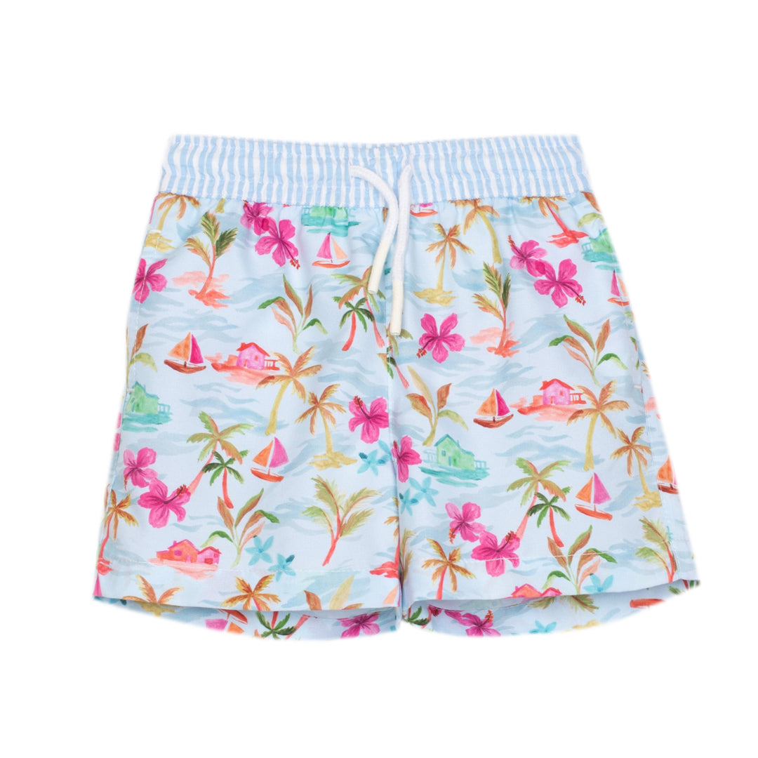 zwembroekje van patachou  met zomerse print en binnenbroekje, voorzien van antrrekkoord, geschikt voor baby en kinderen vanaf 6 Maanden t/m 6 jaar