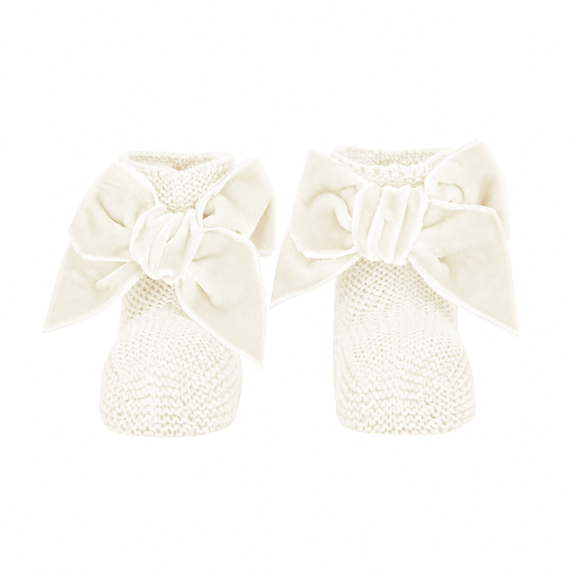 Condor Gebreide Baby Slofjes met Velvet Strik