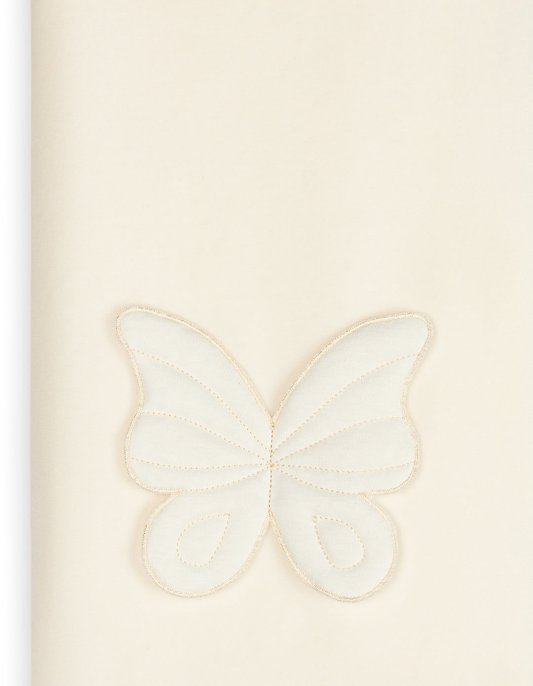 Detail van het 3D vlinderdetail met losvallende vleugels op de Baby Gi velours babydeken in offwhite