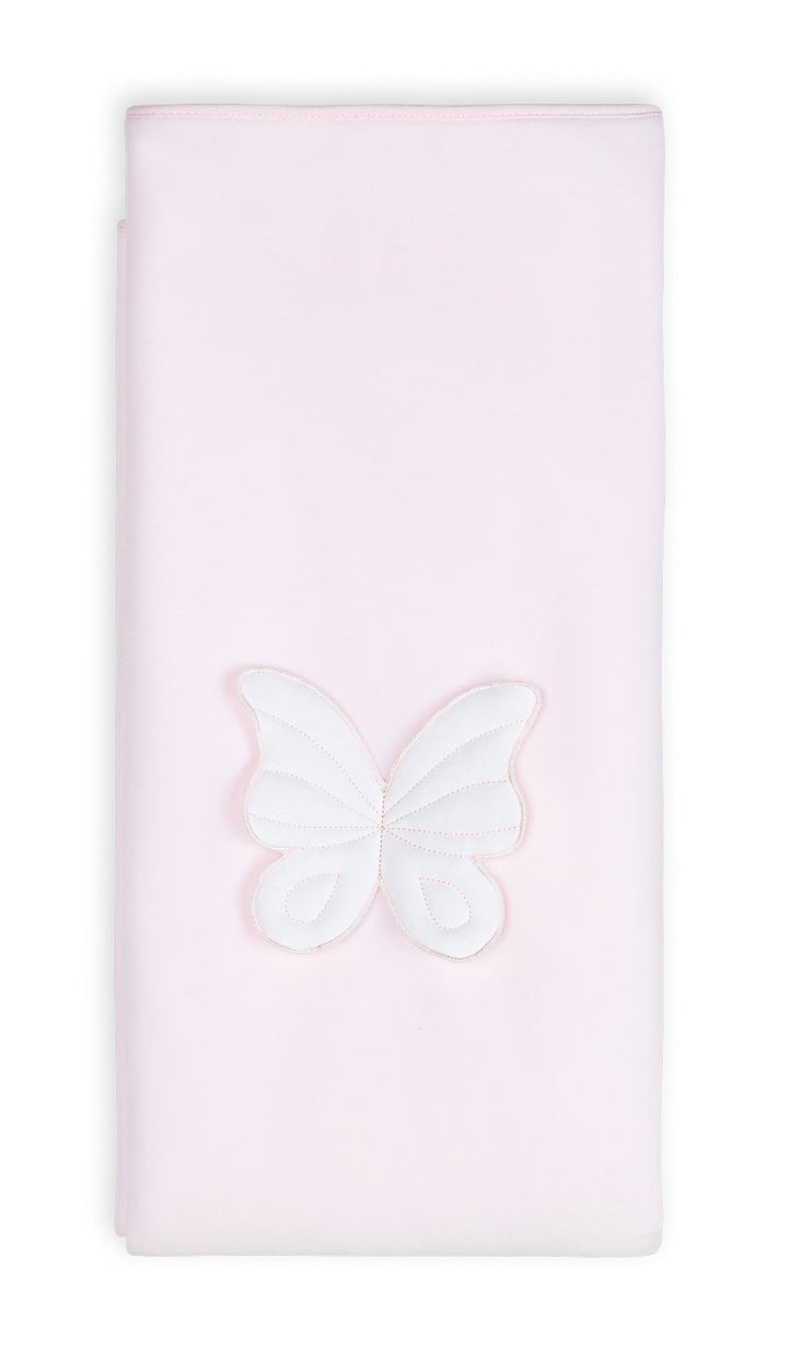 Baby Gi velours babydeken in lichtroze met luxe 3D vlinderdetail en zachte Chamonix voering 77 x 92 cm