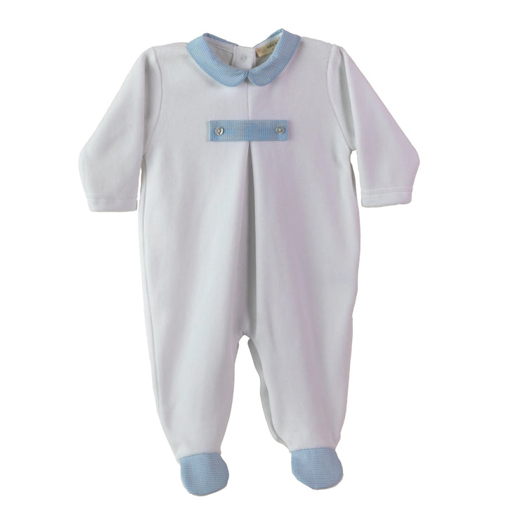 Babypakje ruit velours (lichtblauw) - Baby Gi