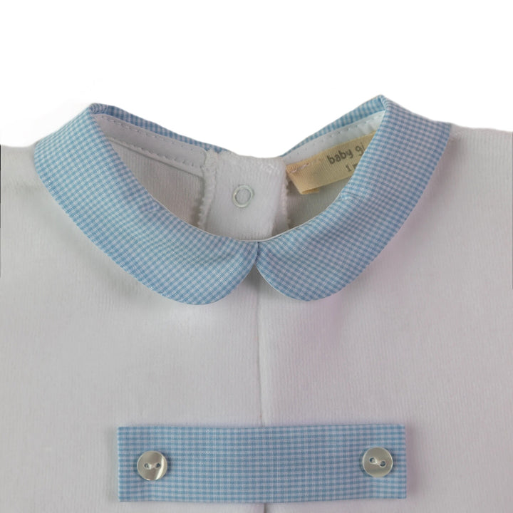 Babypakje ruit velours (lichtblauw) - Baby Gi