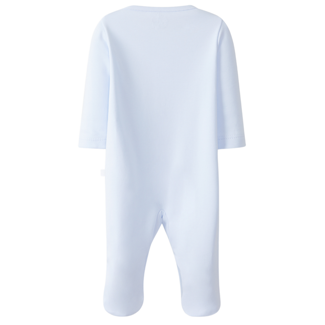 Lichtblauw babypakje achterkant silhouetten van Laranjinha