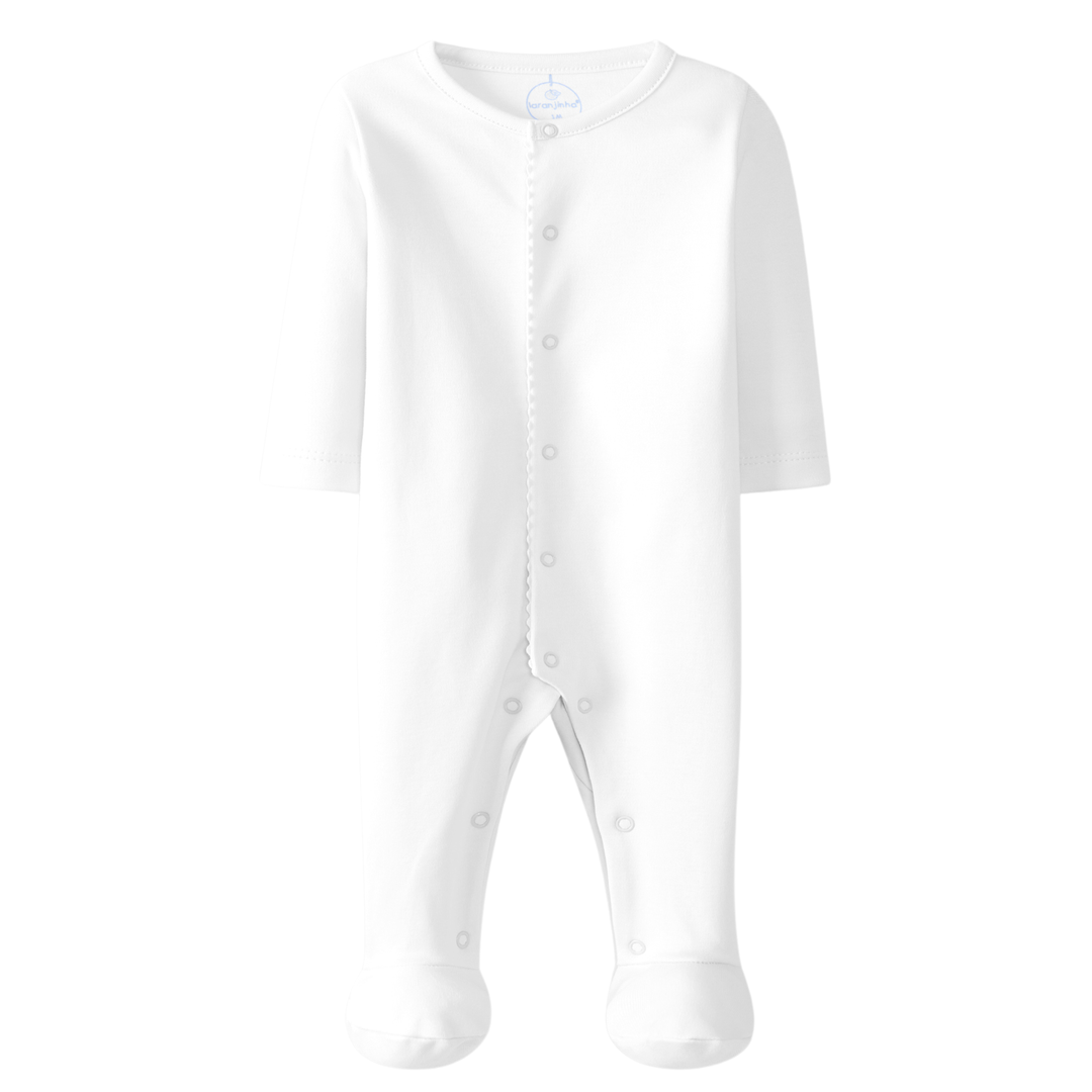 Wit babypakje met voetjes, unisex babypakje van Laranjinha
