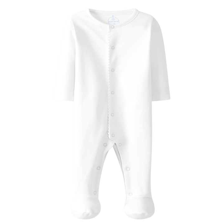 Wit babypakje met voetjes, unisex babypakje van Laranjinha