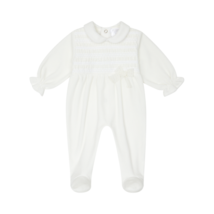 Babypakje velours kanten strik (Off white) - Deolinda