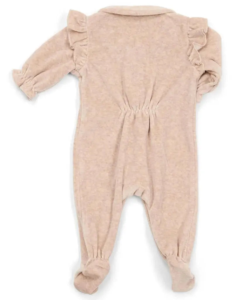 Babypakje velours ruffles (camel) - Poetree Kids