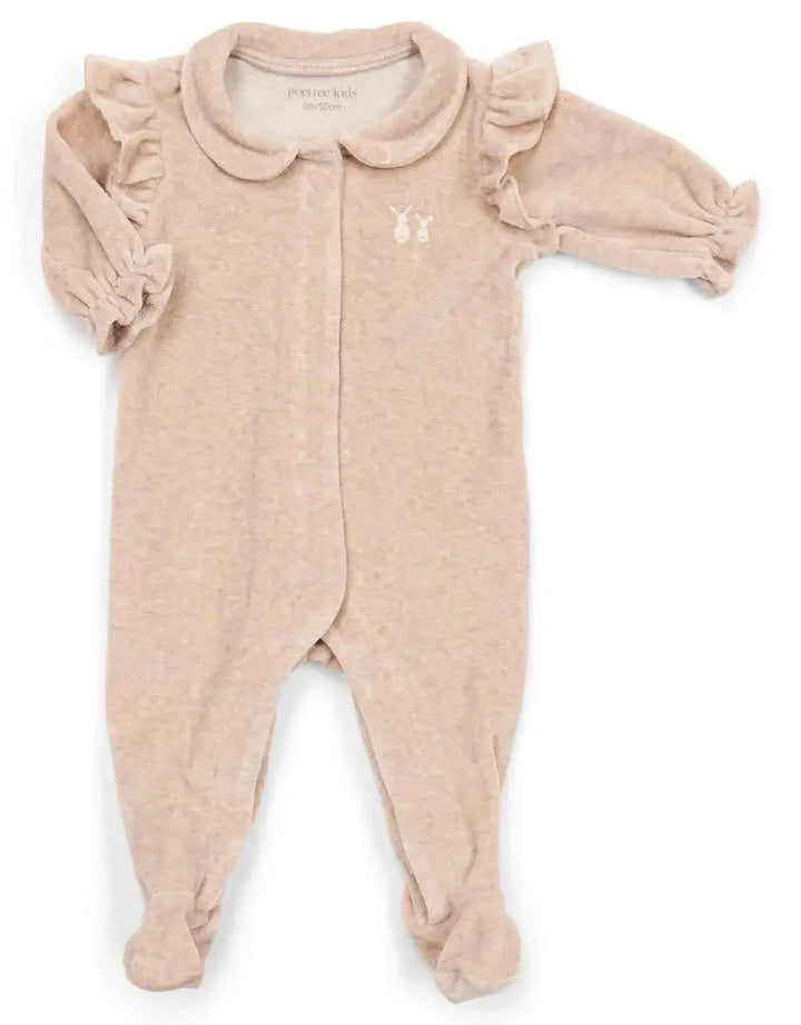 Babypakje velours ruffles (camel) - Poetree Kids