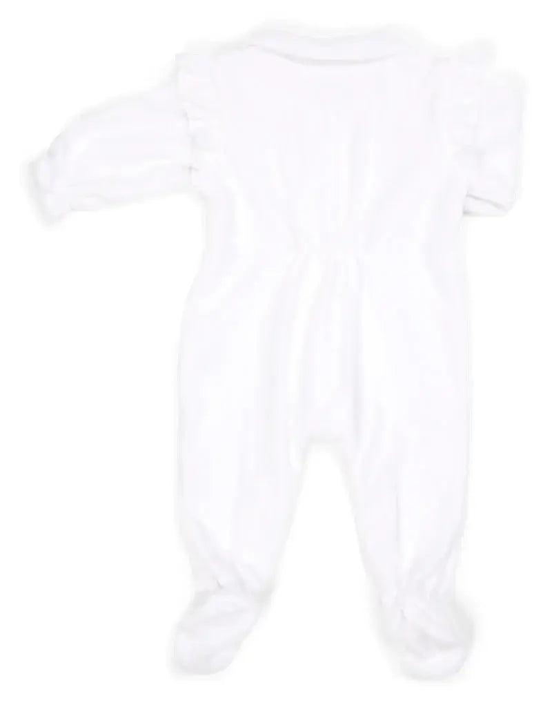 Babypakje velours ruffles (wit) - Poetree Kids