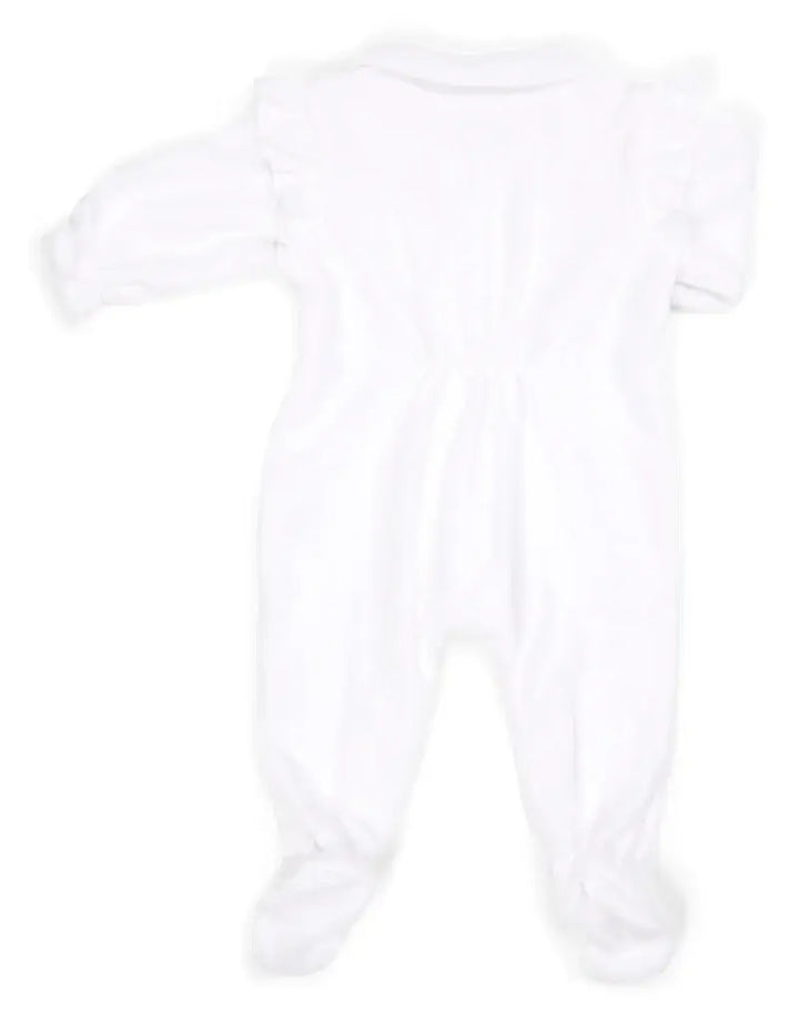 Babypakje velours ruffles (wit) - Poetree Kids